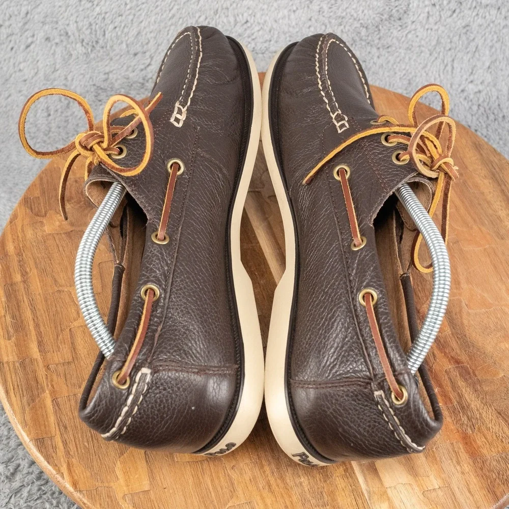 Polo Ralph Lauren Bienne‎ II Men's Brown Leather Slip-On Boat Shoes, Size 11 D